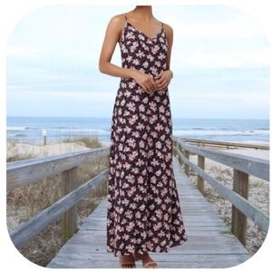 LOFT Floral Maxi Dress - Navy and Pink